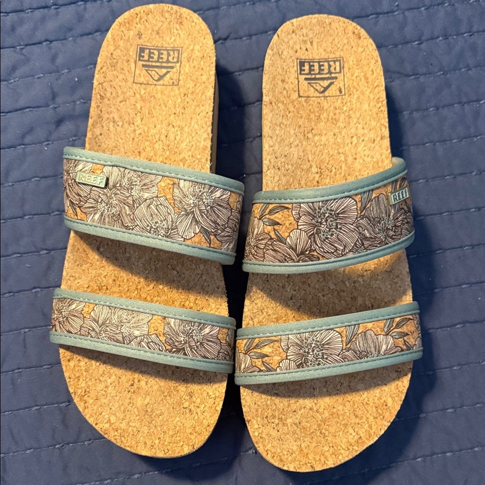 Reef Cork Sandals with Floral Pattern